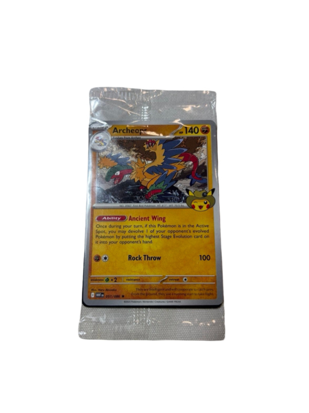 Sealed Pokémon Archeops 051/086 Field Museum Exclusive Promo Pikachu Stamp